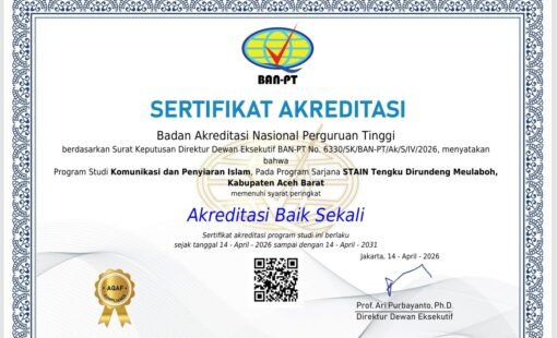 Sertifikat Akreditasi BAN-PT Prodi KPI STAIN Meulaboh