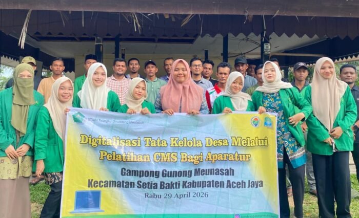 Mahasiswa KPM STAIN Meulaboh Bekali Sistem Keuangan Modern Dorong Digitalisasi Desa Bagi Aparatur Gampong Gunong Meunasah, Rabu 29 April 2026